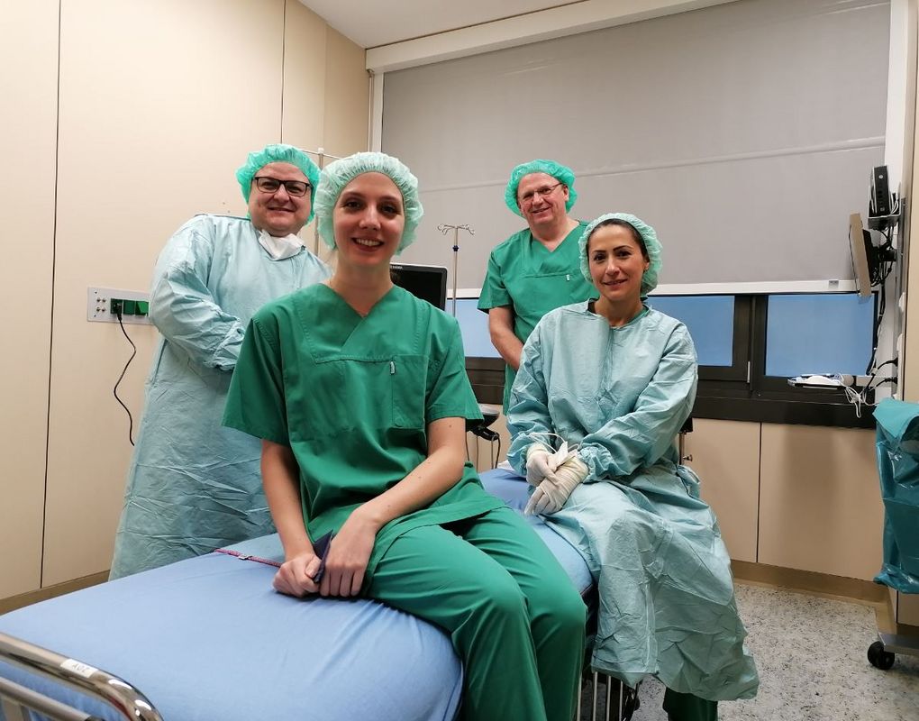 Das Team heute von links: OA A. Yasin, Frau A. Miariti von der Herstellerfirma der Sonden (heute für technische Unterstützung), Dr. H. Dobnig, Schwester Ebru Kimik-Dereli.