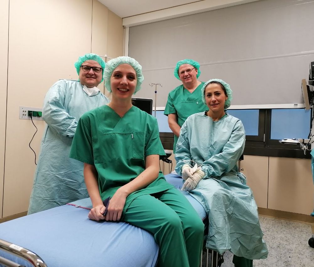 Das Team heute von links: OA A. Yasin, Frau A. Miariti von der Herstellerfirma der Sonden (heute für technische Unterstützung), Dr. H. Dobnig, Schwester Ebru Kimik-Dereli.